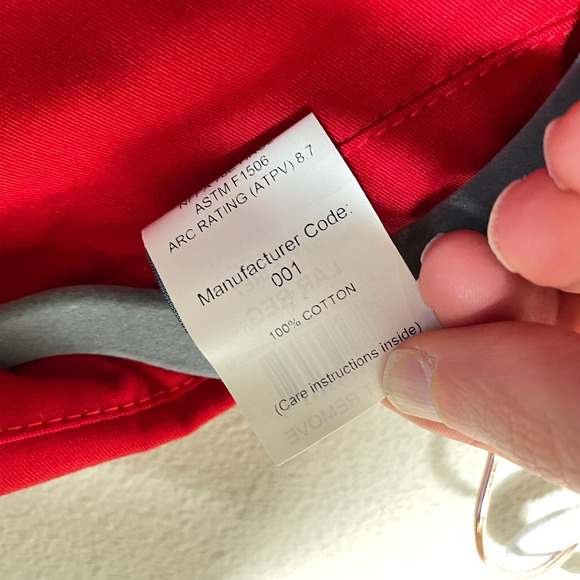 Lot Of 2 Lapco FR Large Mens Red Moisture Management Collared Button Up New* - Picture 6 of 9